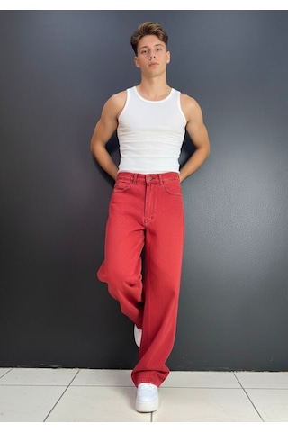 St.poll Baggy Jeans Pantolon Kırmızı