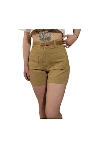 Hgfashion Denim Önden Cepli Kahve Rengi Şort Kahve