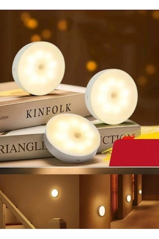 Hareket Sensörlü 3 Adet Koridor Ve Merdiven Için Şarjlı Hareket Sensörlü Led Işık Beyaz Işık Strglbl75