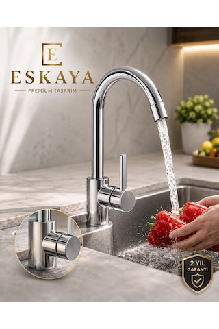 Eshome Valor Lüx Premium Mutfak Bataryası krom