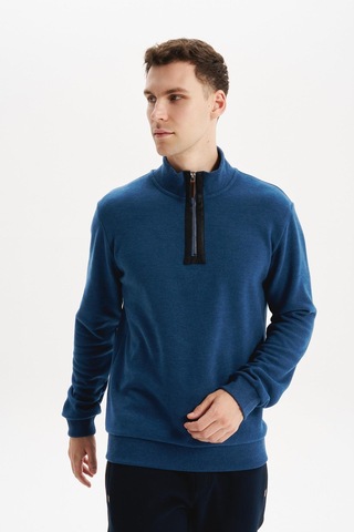 AR-MA Arma Erkek Regular Fit Yarım Fermuar Dik Yaka Sweatshirt Selanik Örme %65 Pamuk %35 Polyester K30554698102 Mavi