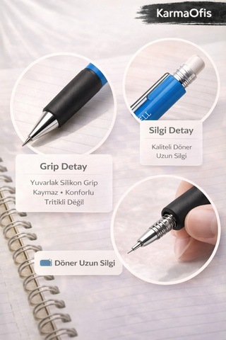Faber-castell 1347 Versatil Kalem 0.7 Mm Mavi Ergonomik Mekanik Kalem Okul Ofis Mavi