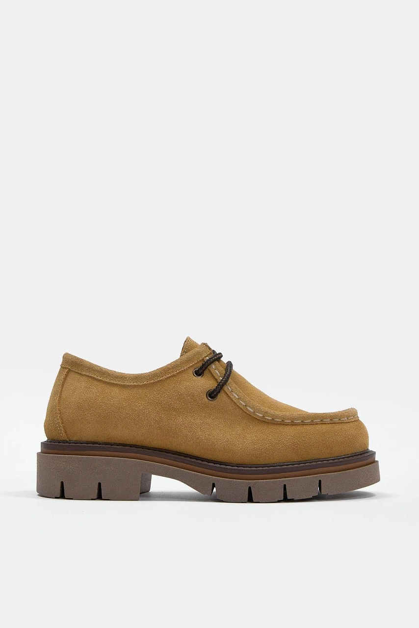Isabella Camel Hakiki Süet Kadın Loafer Ayakkabı CAMEL