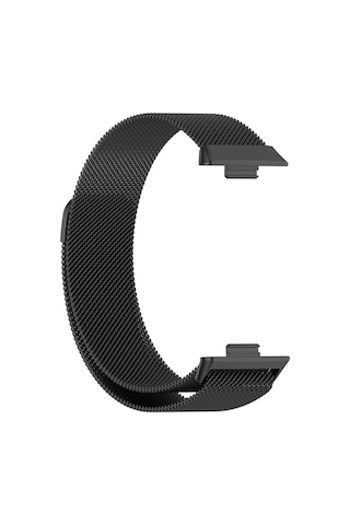 Huawei Watch Fit 3 / Fit 4 Uyumlu Metal Hasır Manyetik Kordon Siyah