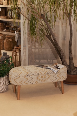 Bliss Sarı Etnik Desenli Krem Bench 40 X 100 X H 47 Cm 4282 Sarı