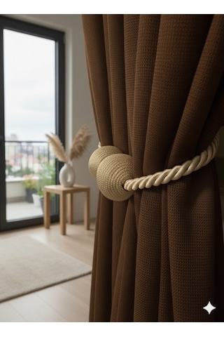 Mıknatıslı Perde Bağlama Aparat Aksesuarı Braçol Bej