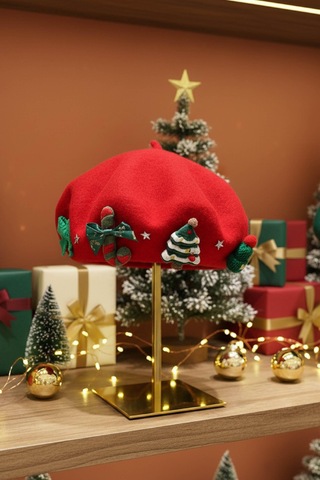 Kırmızı Yılbaşı Temalı Bere Çok Renkli