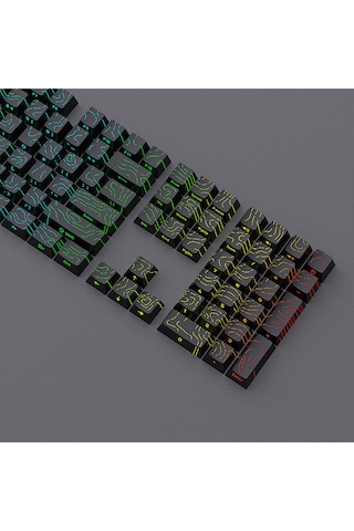Contourline Keycaps 130 Adet Klavye Tuşu Tam Set Çatlak Işıklı Tuş Takımı