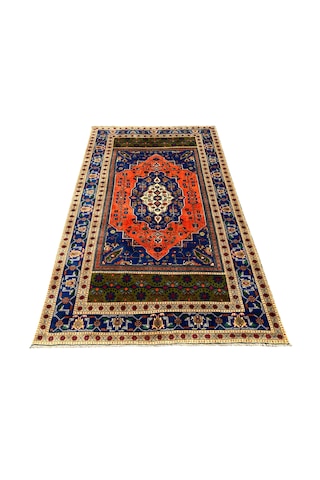 El Dokuma Sıfır Taşpınar 198x320 Kök Boya 6 M2 Yün Salon Halısı Turuncu