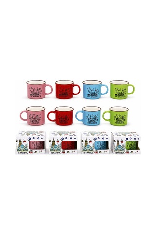 İstanbul Temalı Porselen Kupa Bardak - 1 Adet Günlük Kullanım Sofra Ürünü Çay Keyfi Çok Renkli