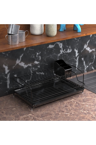 Teknotel Tek Katlı Tabaklık Bulaşıklık Mat Siyah Kb008 Mat Siyah