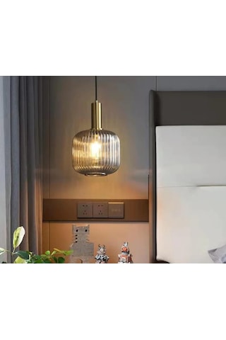 Mylights Rustik Vintage Füme Tekli Sarkıt Avize 20Cm