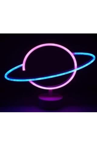 Neon Işıklı Satürn Lamba Pil+usb Mz-503 .