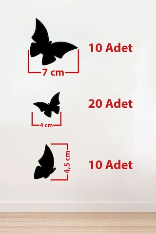 40 Adet Ahşap Dekoratif Kelebek Duvar Süsü Kelebekler Duvar Dekorasyon Ev Süsü