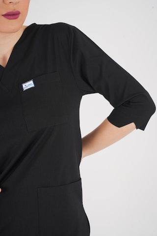 Unisex Siyah Violet Model Scrubs Takım Doktor Hemşire Üniforması Siyah