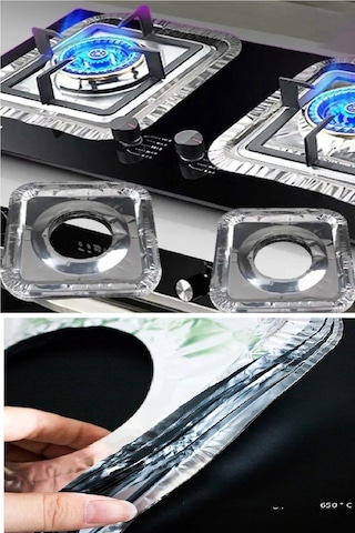 20 Adet Ocak Üstü Koruyucu Leke Önleyici Isıya Dayanıklı Yıkanabilir Ocak Gözü Izgara Koruyucu Folyo Çok Renkli