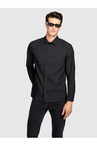 Sisley Liyosel Karışımlı Oversize Gömlek Erkek Siyah Gömlek - 323a5t3rsq02p