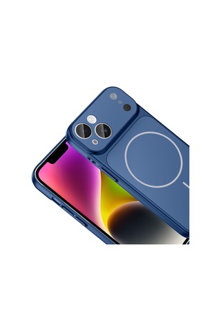 Apple Uyumlu iPhone 14 Kılıf M-safe Şarj Özellikli Kamera Korumalı Kapak Ryc / Formen Mavi