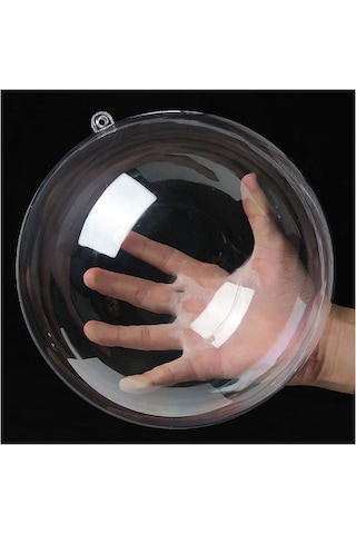 Şeffaf Mika Küre - Asılabilir Plastik Top - 16 cm