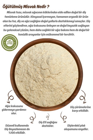 Yörem Afyon %100 Saf Misvak Ağaçlarının Elde Edilen Yenebilir Öğütülmüş Misvak Tozu Salvadora Persica 60gr.