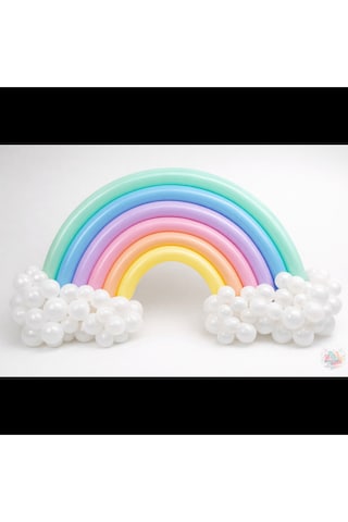 Makaron Sosis Balon Gökkuşağı Seti Parti & Baby Shower Dekoru 36 Parça Çok Renkli
