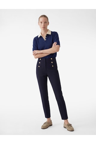 Koton Düğme Detaylı Cepli Yüksek Bel Slim Fit Cigarette Pantolon Lacivert 6sak40273uw