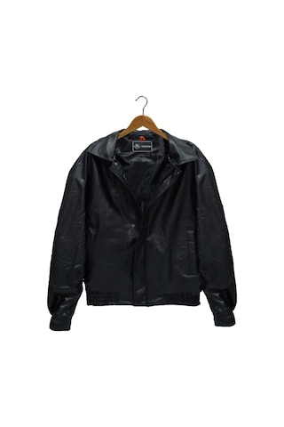 Terapi Men Siyah Oversize Bomber Deri Ceket Koyu Siyah