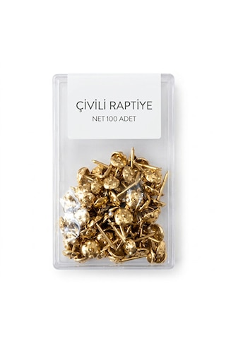 Metal Çivili Sarı Raptiye Paket 100 Adet - Çivi Sağlamlığı - Dayanıklı Mantar Pano Ve Ev Ofis Raptiyesi 0.2 MM