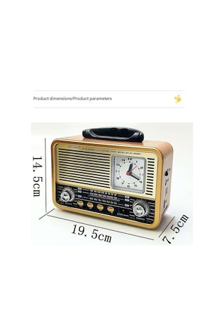 Nns Ns-8898bt Nostaljik Radyo Saatli, Nostaji, Bluetooth, Usb/sd/aux/ Radyo/ Mp3 Orta Boy Müzik Kutu