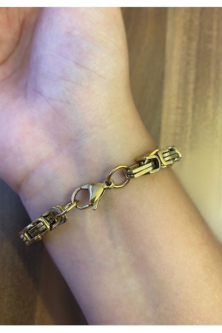 Erkek Kral Zincir Gold Renk Çelik Bileklik