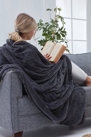 Deluxe Wellsoft Tv Battaniyesi Antrasit Tek Kişilik Battaniye 150x200 Cm