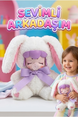 Nansi Yumuşak Peluş Figür Bebek - Tavşan Kostümlü Emzikli 17 Cm Uyku Arkadaşı Oyuncak Bebek