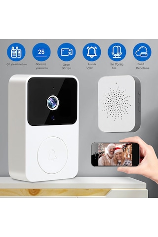 Akıllı Görüntülü Kapı Zili, Ofis Için 2.4ghz Gece Görüşlü
