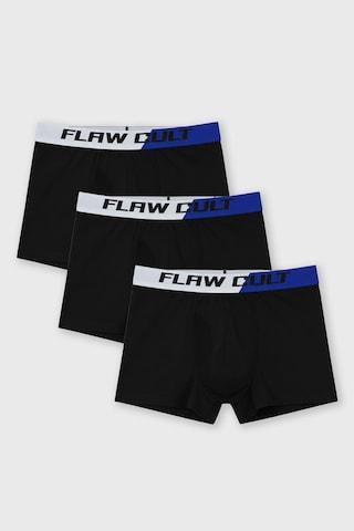 Flaw 3'lü Bel Lastikli Boxer Siyah Siyah