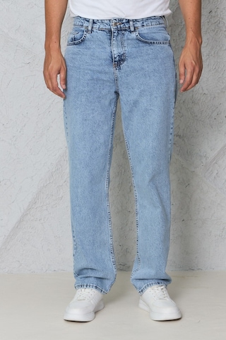 Blayn Jeans Erkek Antrasit Baggy Kot Pantolon - Geniş Kalıp Günlük Rahat Denim Jean Toz Mavi