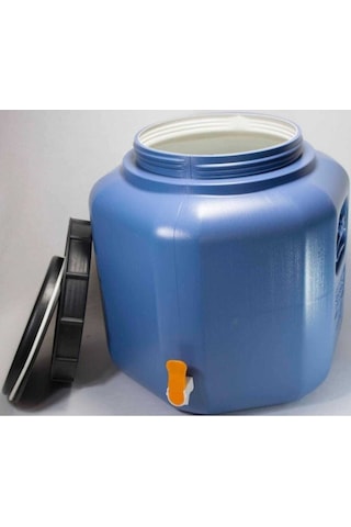 Musluk 50 L Litre Varil Içi Beyaz Plastik Köşeli Yağ Turşu Bidon Mavi