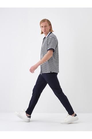 Xint Lacivert Pamuk Dokulu Regular Fit Tişört 502272