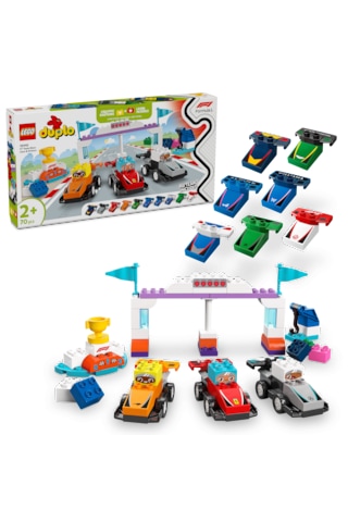 LEGO® DUPLO® Kasabası F1® Takımı Yarış Arabaları ve Sürücüler 10445 - 2 Yaş ve Üzeri Küçük Çocuklar İçin Eğitici Oyuncak Yapım Seti (70P)