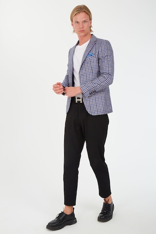 Sposo 5138 Dar Kalıp Kare Desenli Lacivert Erkek Blazer Ceket Lacivert