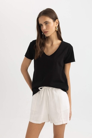 Defacto Regular Fit V Yaka Basic Kısa Kollu Tişört K1507AZ24SMBK81 Siyah