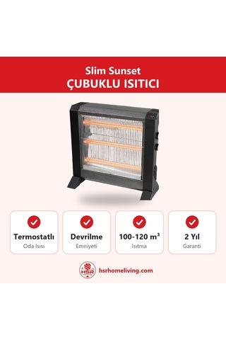 Hsr Home Living Slim Sunset Termostatlı Elektrikli Isıtıcı 3 Çubuklu 1950 W