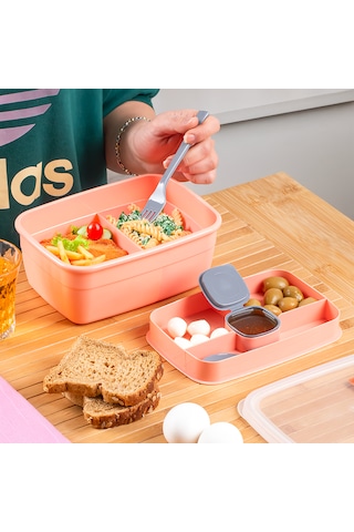 Porsima 3198 Vakumlu 2 Katlı Lunch Box - Sefer Tası 1200 Ml Somon