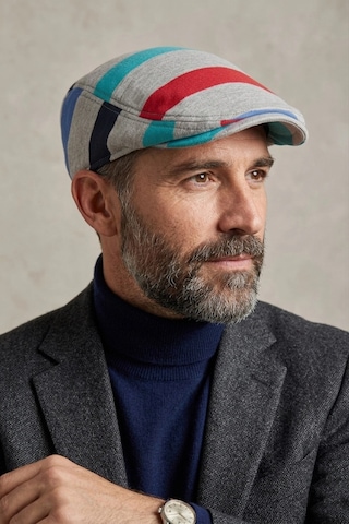 Erkek Çizgili Kasket Şapka Retro Newsboy Cap - Bayşapkacı-8281 Gri