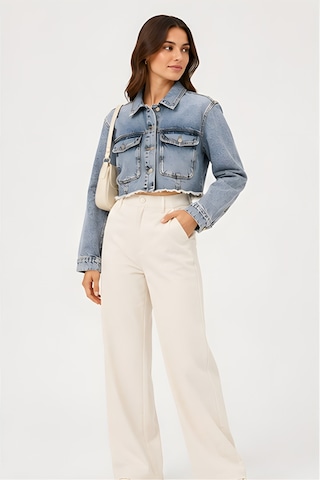 Lili Woman Kadın Crop Denim Kot Ceket Yıkamalı Ty.jct01m Mavi