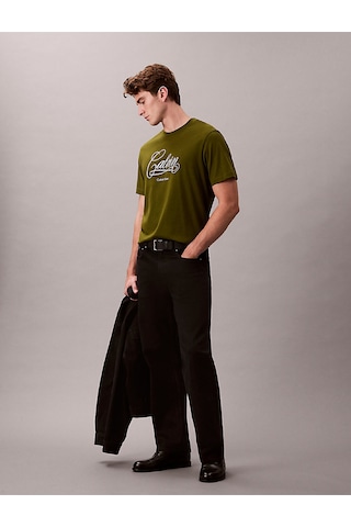 Erkek 20's Script Grafik Detaylı T-shirt Yeşil