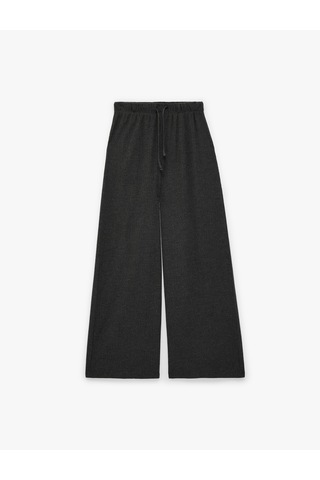 Koton Bürümcük Kumaş Beli Bağcıklı Geniş Paça Pantolon Antrasit 6sak40083ek Antrasit