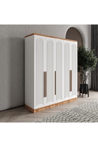 Rosa 5 Kapaklı Komple Mdf Gardırop - Elbise Dolabı