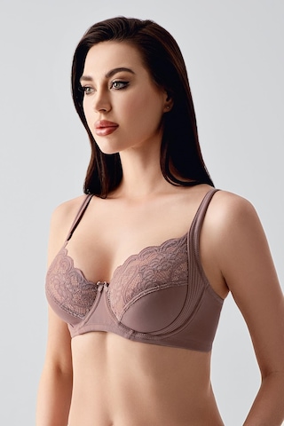 New Bra Kadın D Kap Dantelli Toparlayıcı Sütyen Cappuccino 6000 Cappuccino