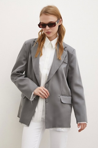 Never More Cep Kapaklı Kesik Detaylı Blazer Ceket Gri Gri