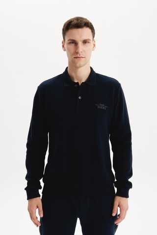 AR-MA Arma Erkek Regular Fit Selanik Kumaş Polo Yaka Sweatshirt Düğmeli, Pamuk Polyester Karışımlı %65 Pamuk %35 Polyester K30564699102 Lacivert